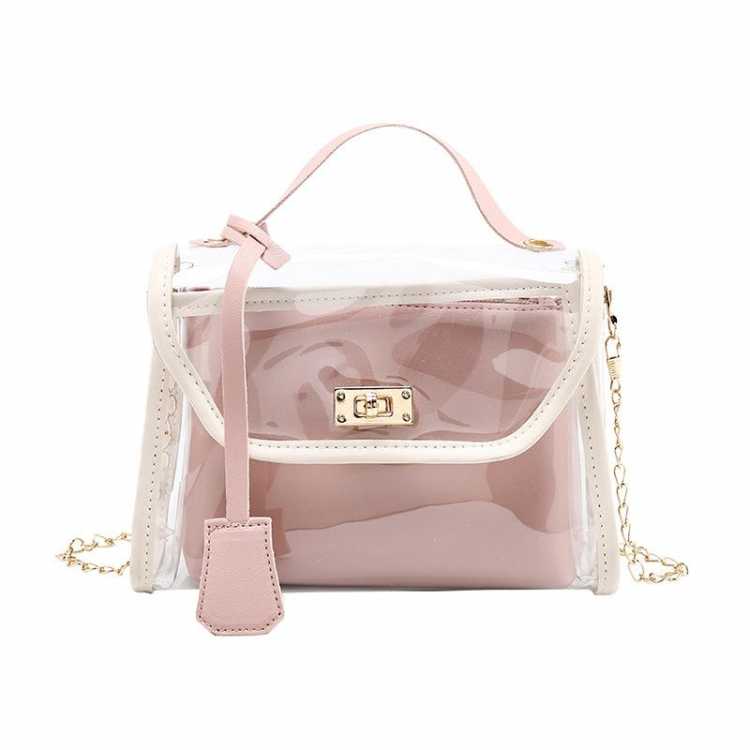 2020 Summer WOMEN Fashion Shoulder Messenger Bag Chain Handbag Transparent Bag Handbag PVC Stylish Girls Sling Bag