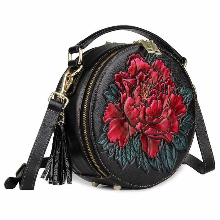 Casual Embroidered WOMEN Messenger Bags Genuine Leather Soft Crossbody Bags For WOMEN 's Luxury Designer Ladies Hand Bags Totes