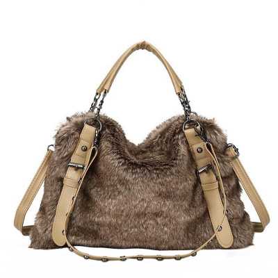 2020 Fashion Trend WOMEN Ladies New Shoulder Bags Elegant Stylish Top Handle Plush PU Leather Large Capacity Solid Totes