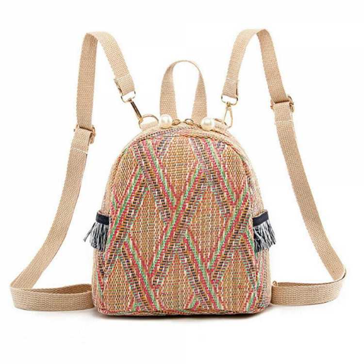 2019 Fashion WOMEN Straw Bag Weaving Mini Backpack Tassel Girls School Bag Bohemia Beach WOMEN Travel Backpacks